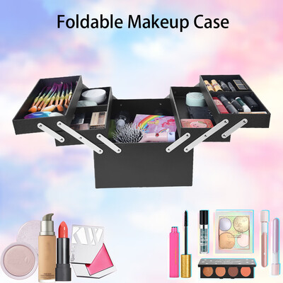 

Siaonvr 3 Layer Makeup Train Case Organizer Bag With Shoulder Strap Adjustable Dividers