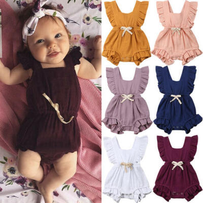 

Newborn Baby Girls Ruffle One-Pieces Romper Bodysuit Jumpsuit Outfits Sunsuit