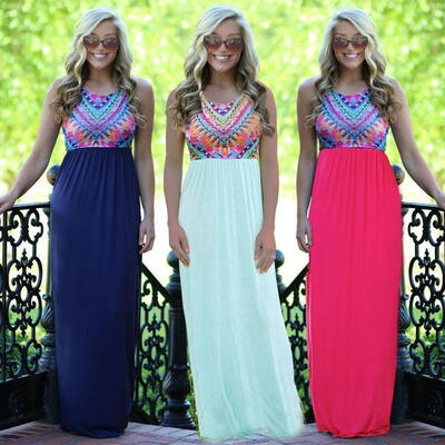 

Womens Celeb Sexy Floral Long Maxi Dress Ladies Summer Beach Party Sun Dress