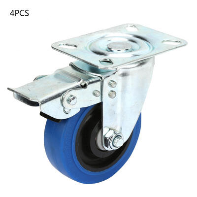 

Greensen 4pcs 4 inch Rubber Swivel Bearing Caster Wheels for Trolley Light Cars with Brake