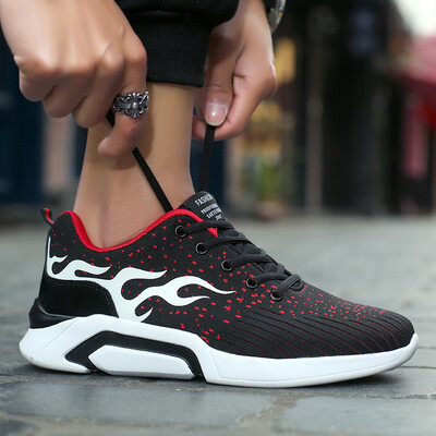 

New mens sports shoes mesh running shoes breathable student flame tide shoes wild casual shoes men autumn