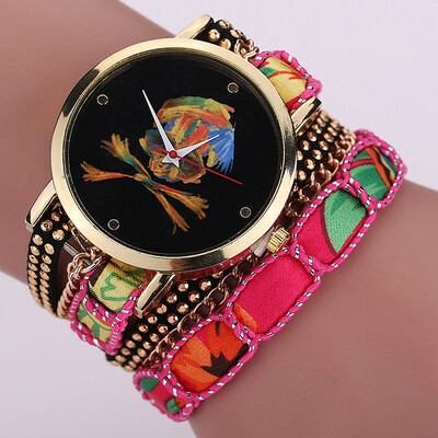 

New ethnic style series multi-color circle ladies watch