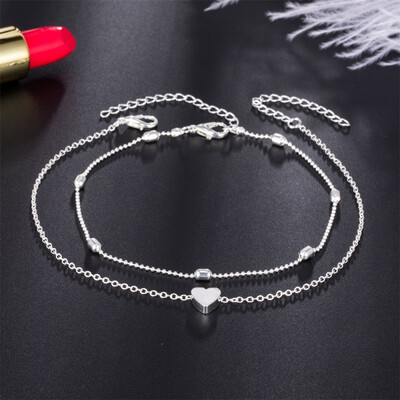 

New Hot Women Fashional Elegant Concise Retro Alloy Material Anti-friction Heart-shaped Anklet