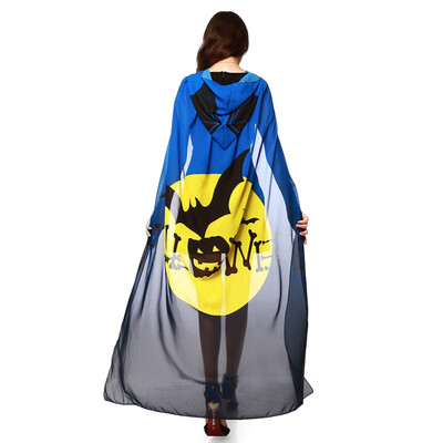 

New Hot Halloween Fairy Wings Chiffon Cloak Fun Print Pattern Cloak for Stage Show Festive Party Decorative