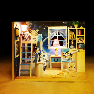 

Tailored Wooden Doll House DIY Miniature Model Puzzle Dollhouse Furnitures Kids Toys Gift