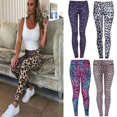 

US Ladies Beathable Elastic Leopard Leggings Running Yoga Bottoms Trousers Tight