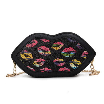 

New Fashionable Creative Lip Style Small Shoulder Bag Kids Children Chain Bag Women Girl Mini Crossbody Bag Red Lip