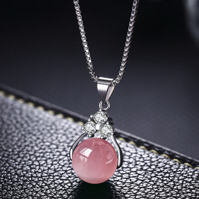 

Jade Necklace Female Clavicle Silver Plated Wild Transfer Pearl Crystal Pendant