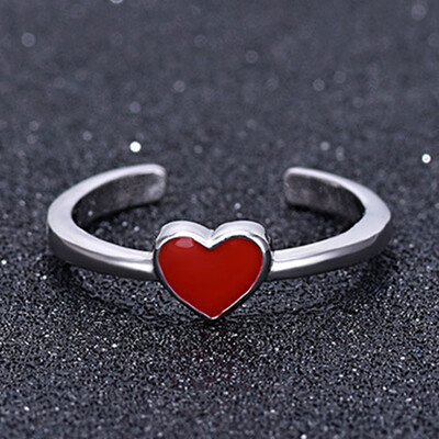 

Red Love Drops Heart Pendant Necklace Ring Ear Stud Earrings Titanium Steel Sweet Love Female Necklace Valentine Day Gift