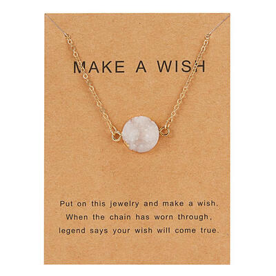

2019 Newest Natural Stone Resin Round Pendant Necklace Charm Gold Chain Necklace for Women Fashion Jewelry Collares Dropshipping