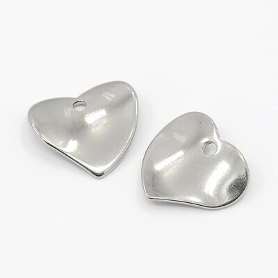 

304 Stainless Steel Heart Charms Stainless Steel Color 15x16x1mm Hole 1mm