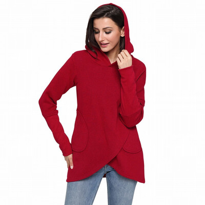 

Solid color cloak long sleeve casual hooded sweatshirt womens