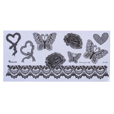 

Black Long Stripe Lace Bow Long Chain Arm Leg Removable Temporary Tattoo