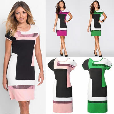 

Women Casual Striped Short Dress Cocktail Party Evening Bodycon Mini Dress Skirt