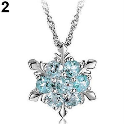 

Women Fashion Shiny Rhinestone Snowflake Pendant Short Chain Choker Necklace