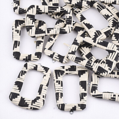 

Handmade Raffia Woven Pendants with Iron & Aluminum Findings Trapezoid Platinum AntiqueWhite 44x305x4mm Hole 14mm