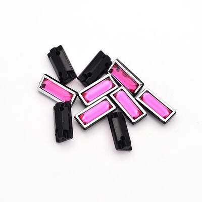 

Sew on Taiwan Acrylic Garment Accessories Rectangle Fuchsia 18x8x7mm Hole 1mm