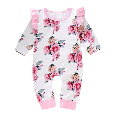 

Infants Winter Cute Floral Print Soft Baby Rompers O-Neck Jumpsuit Clothing