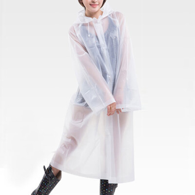 

Women Girl Hooded Transparent Raincoat Waterproof Poncho Long Sleeve Coat Poncho