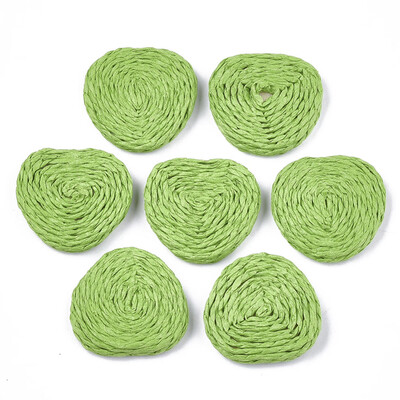 

Handmade Woven Beads Paper Imitation Raffia Covered with Wood No HoleUndrilled Triangle LimeGreen 3033x3233x45mm