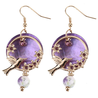 

Cool Purple Fashion Temperament Eardrop Flowers Birds Set Shells Earrings Auger Pure Fresh