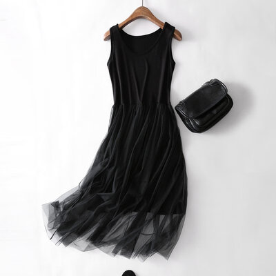 

Fashion New Modal Mesh Stitching Vest Bottoming Skirt Loose Vest Dress