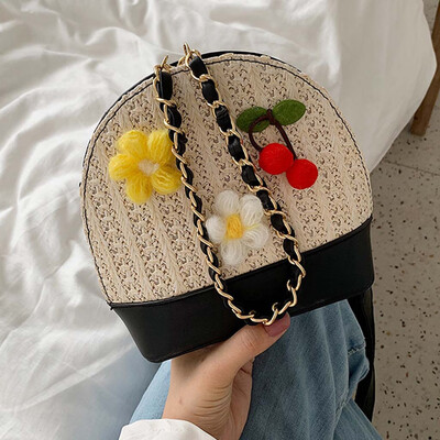 

Tailored Womens Woven Chain Shell Bag Shoulder Bag Diagonal Beach Bag Personality