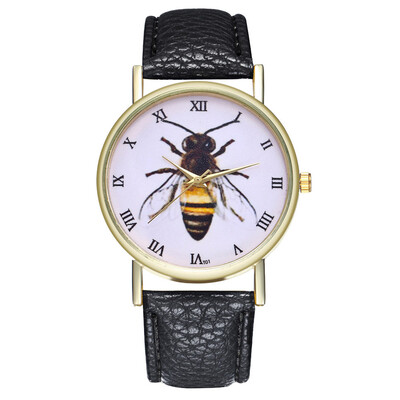 

Hardworking bee Drop shipping New Womens Fashion Geneva Roman Faux Leather Analog Quartz Wrist Watch Montre Femme Relogio