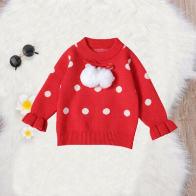 

Christmas Toddler Baby Girls Dots Sweater Children Pullover Kids Outerwear 1-5T