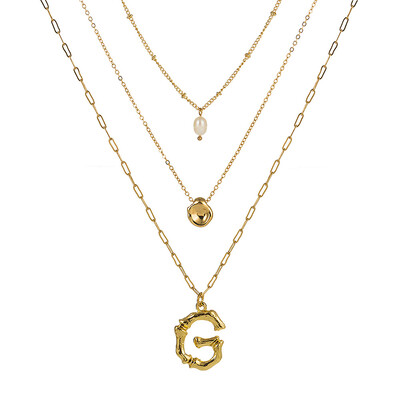 

Natural Pearl Beads Fashion 26 Letter Necklaces Pendants alphabet Gold Color Choker Initial Necklace Women Girl Jewelry Collier