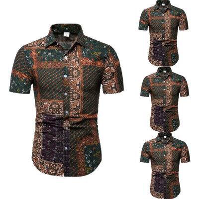 

Fashion Summer Casual Dress Shirt Mens Floral Short Sleeve Shirts Tops Tee