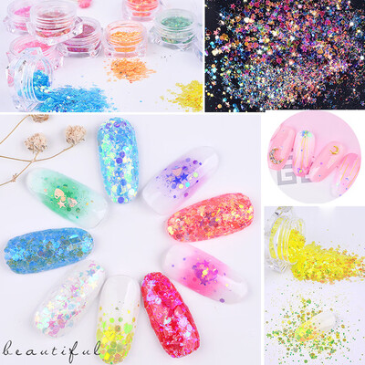 

Toponeto Fashion 12PcsSet Women Shiny Color Nail Stickers Shell Powder Manicure DIY