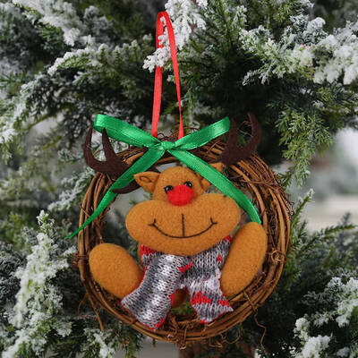 

Christmas Decoration Green Bowknot Doll Small Rattan Ring Toy Pendant Gift