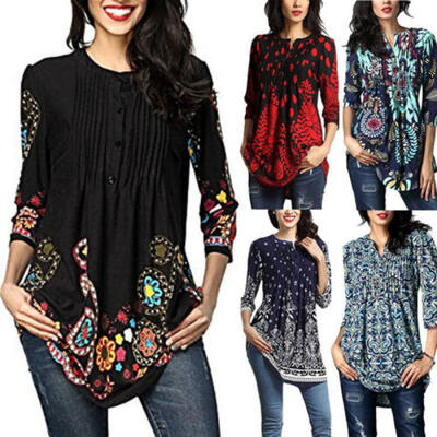 

Fashion Women Loose Long Sleeve Casual Blouse Shirt Plus Size Tops Tunic T-shirt