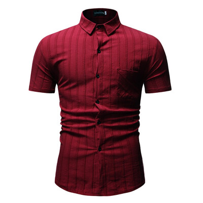 

Toponeto Fashion Mens Casual Stripe Summer Fit Sport Short Sleeve Shirts Blouse Tops