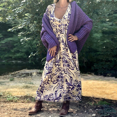 

Women Long Batwing Sleeve Cardigan Coat Sweater Knitwear Casual Loose Outwear