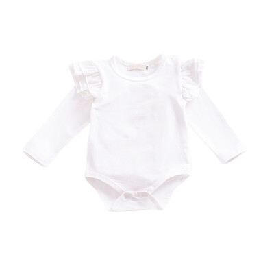 

Baby Girls Long Sleeve T-Shirt Rompers Ruffle Sleeved Cotton Tops Cute Crew Neck Solid Shirts Playsuit