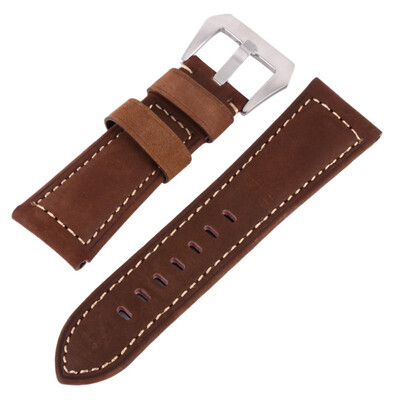 

Leather Padded Vintage Watch Band Brushed Tang Buckle For Men