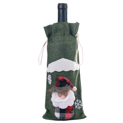 

Hot Drawstring Decorative Wine Bottle Cover Bags Christmas Holiday Dining Table Home Party Decoration Santa ClausSnowman