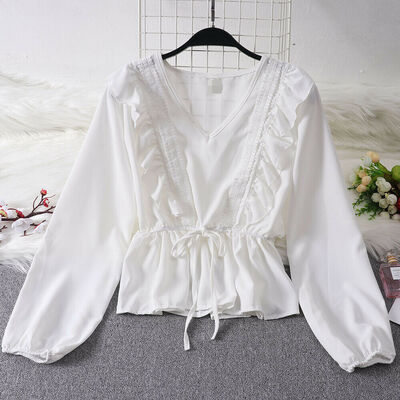 

Women Long Sleeve Loose T Shirts Ladies Summer Casual Chiffon Blouse Tops Shirt