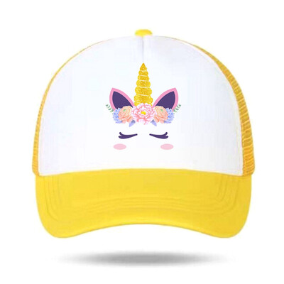 

Cute Unicorn Print Mesh Baseball Cap Summer Fashion Adjustable Cotton Snapback Hats For Kids Girls Sports Cap