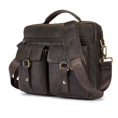 

LaoShiZi 2018 Men Fashion Cowhide Genuine Leather Tote Bag wallet Crossbody Messenger Shoulder Bags Handbags