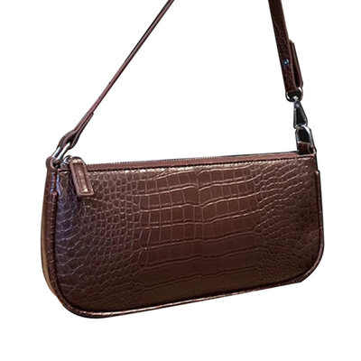 

Women Crocodiles Pattern Solid Color Faux Leather Zipper Tote Pouch Shoulder Bag