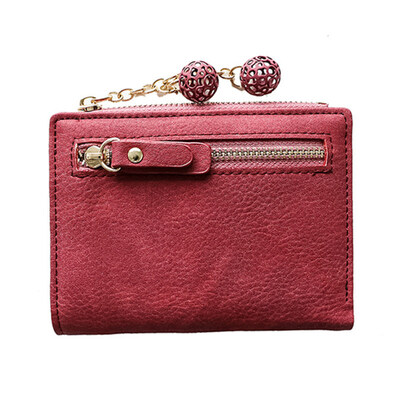 

Women Solid Color Short Multi-slot Zipper Wallet Card Cash Holder Clutch Purse