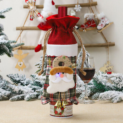 

Gobestart Merry Christmas Santa Wine Bottle Bag Cover Lighted Festival Party Table Decor