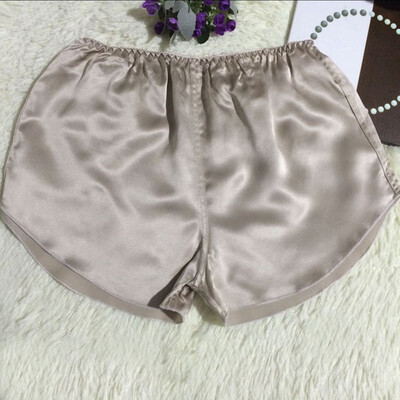 

Women Silk Shorts Elastic Waist Lingerie Mid-rise Lounge Pants Sleepwear Shorts