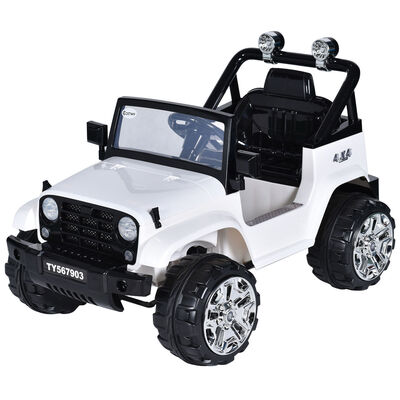

12V Kids Music Remote Control Ride on Jeep Car w LED Lights-White