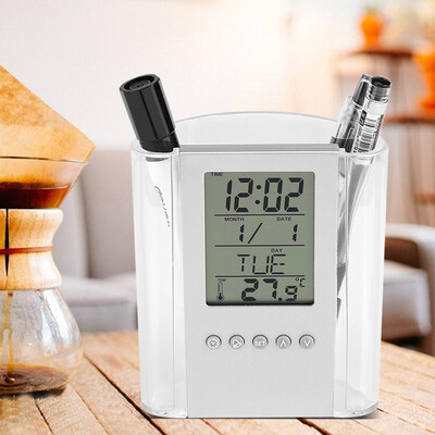 

Greensen Multifunctional Pen Pencil Holder Digital Desk Alarm Clock Calendar Temperature TimerPen Holder Clock