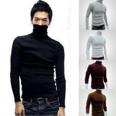 

Winter Men Slim Warm Cotton High Neck Pullover Jumper Sweater Top Turtleneck