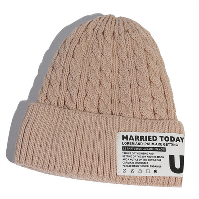 

Ladies wool hats in autumn&winter Korean version of Joker knit hat student couples plus velvet padded warm cold hat mens tide